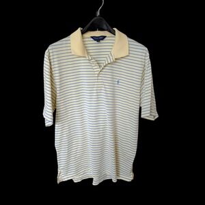 90's Polo Golf Ralph Lauren XL Pima Cotton Striped Polo Shirt Yellow Blue